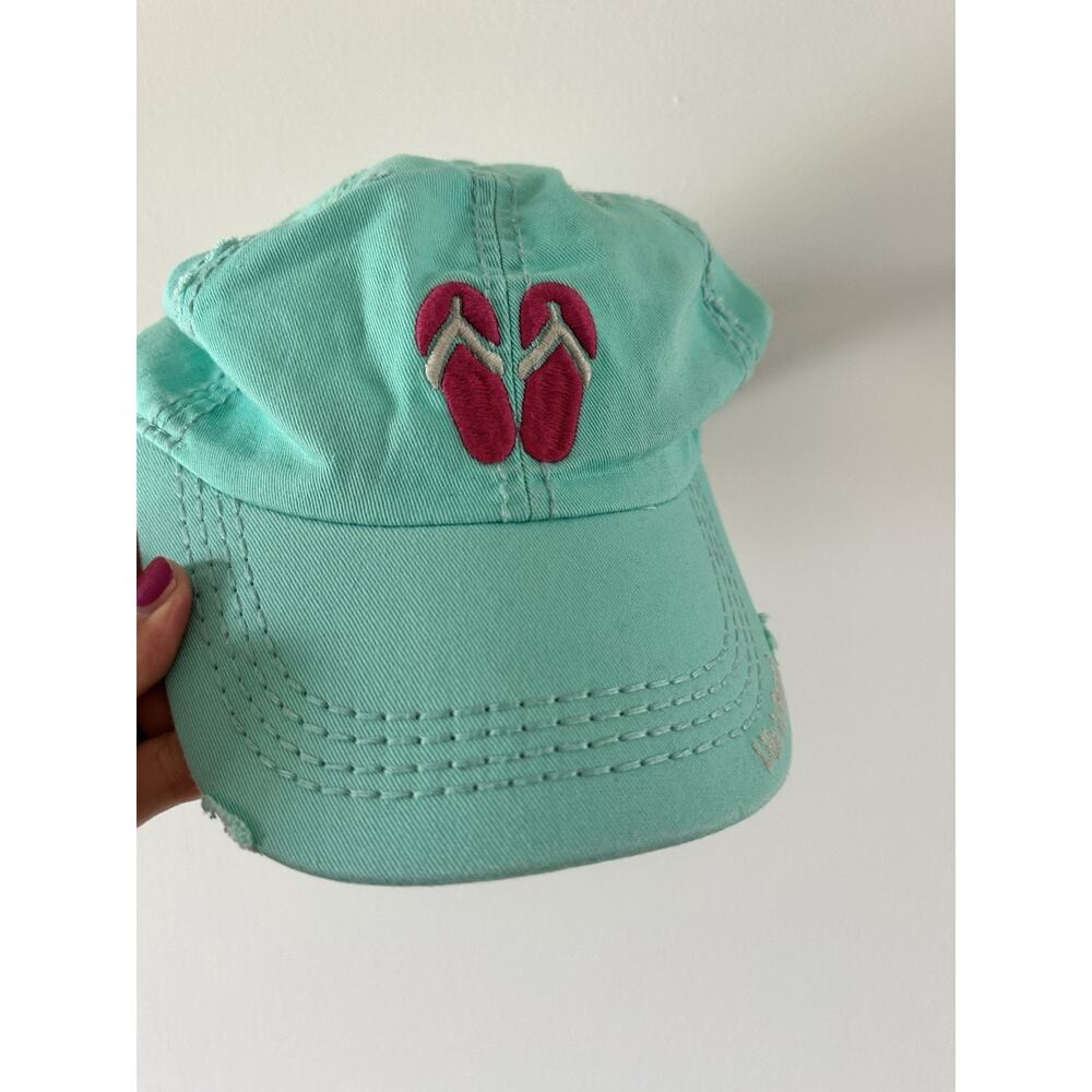 Life is Good A Sunwashed Chill Cap Flip Flops Cool Aqua One Size 54819 New